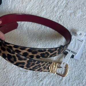Nine West reversible  Animal Print/red Belt with Gold Accents size M